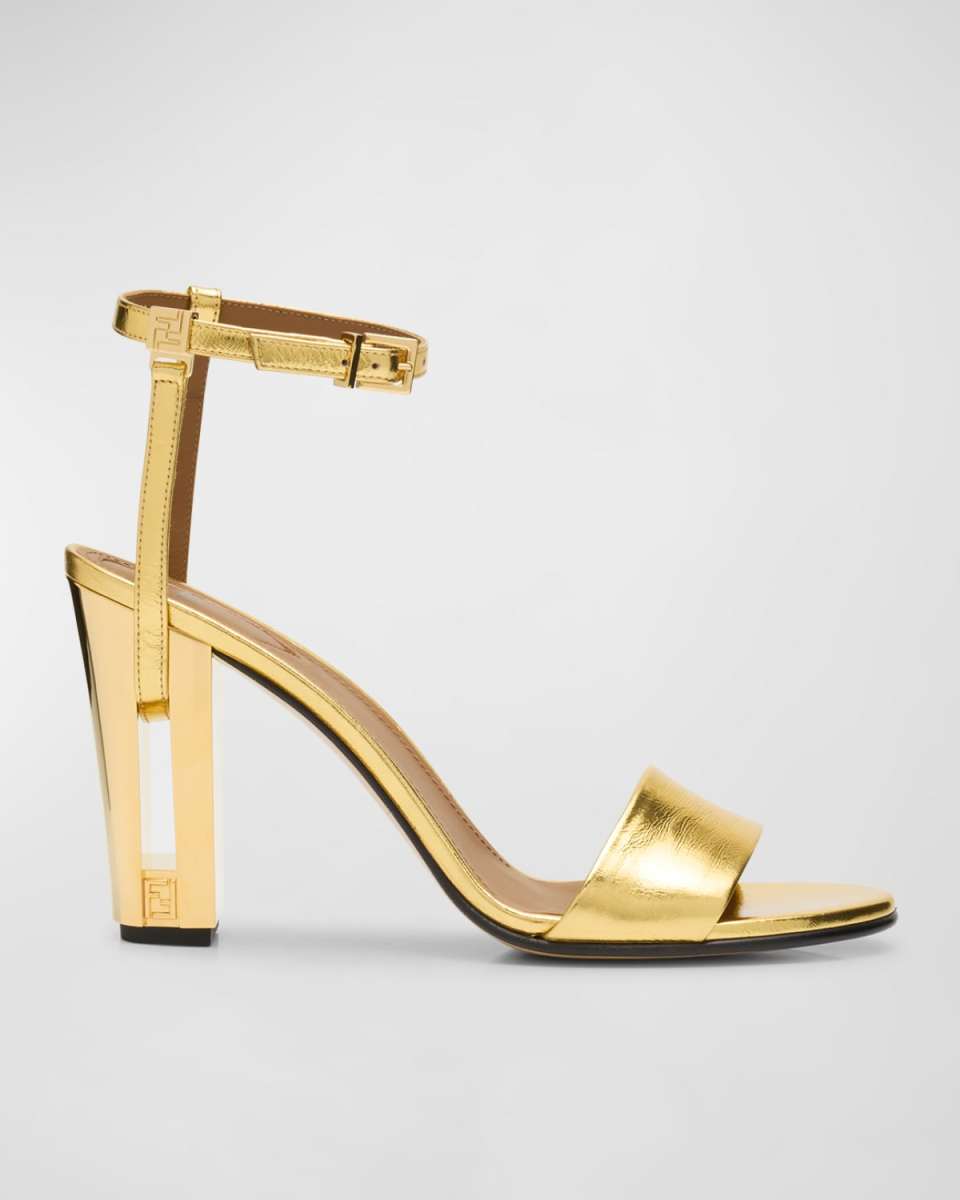 Delfina Metallic Ankle-Strap Sandals
